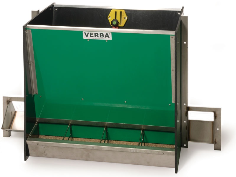 SL473D KR dry feed trough for piglets with 2x1 Duodrinker Piglet dry feed trough with dual drinkers