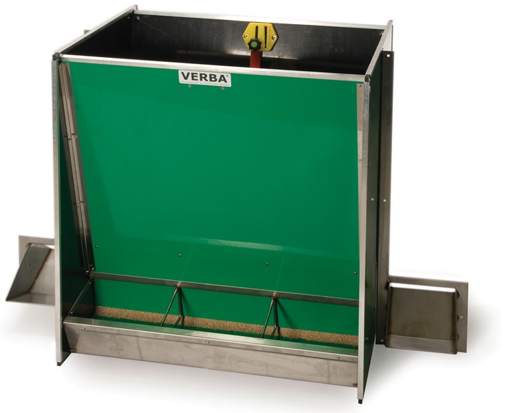 SM3100D KR with 2x1 dual drinker for fattening pigs Dry feed trough with twin drinkers for fattening pigs