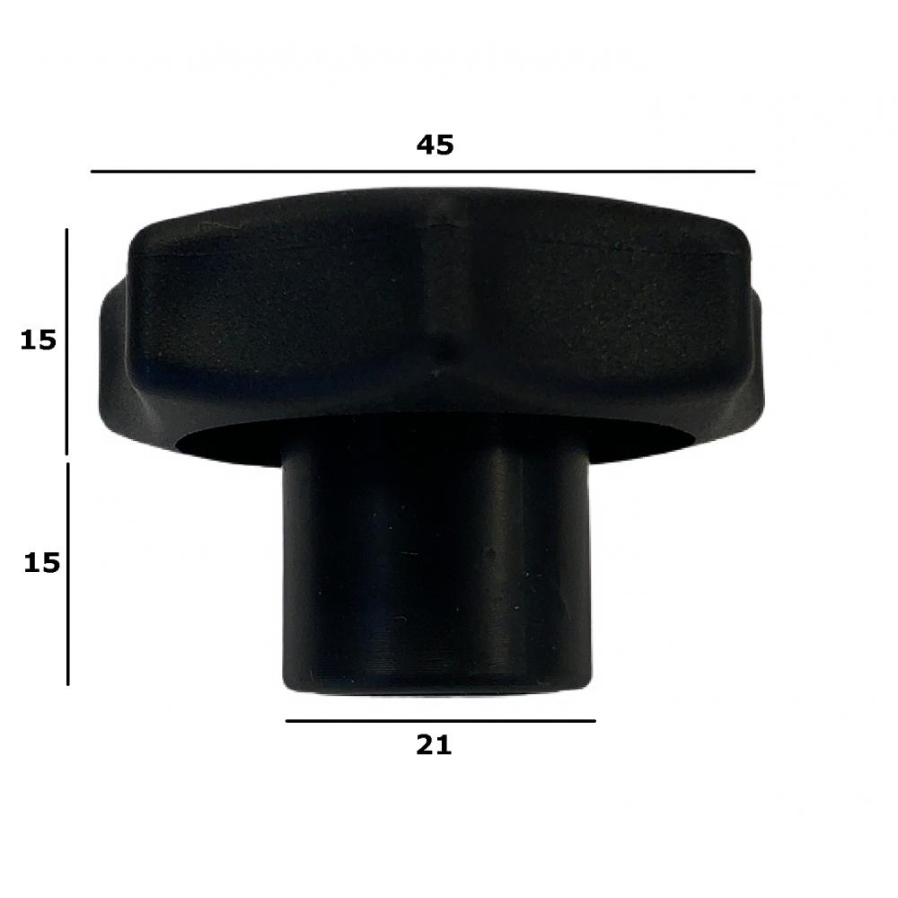 M8 star knob, plastic, with measurements Plastic M8 star knob